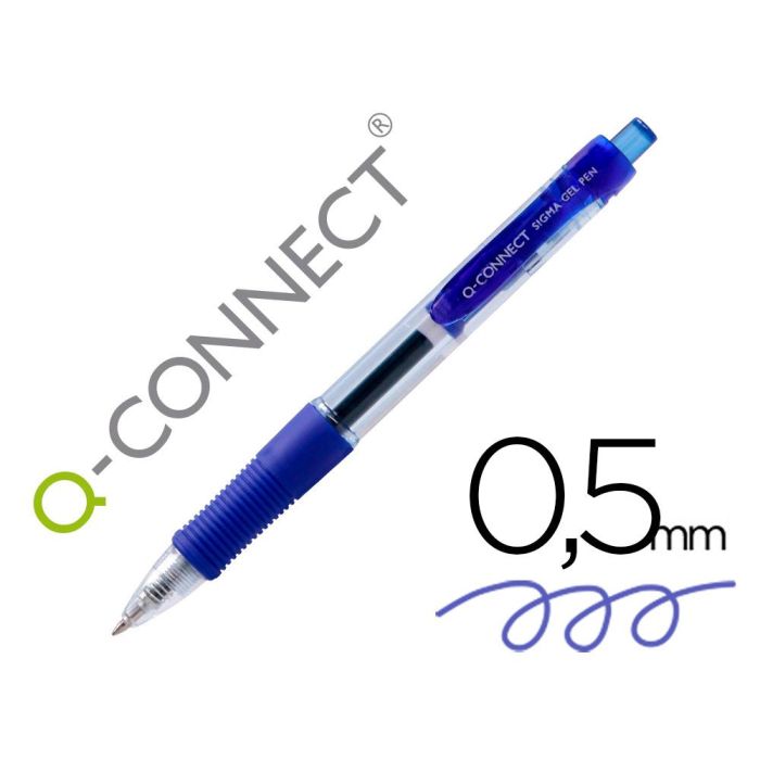 Boligrafo Q-Connect Sigma Retractil Con Sujecion De Caucho Tinta Gel 0,5 mm Color Azul 12 unidades