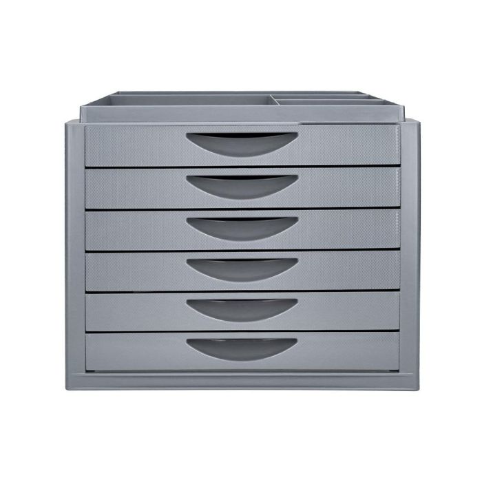 Fichero Cajones De Sobremesa Q-Connect Bandeja Organizadora Superior 6 Cajones Color Gris Opaco 1