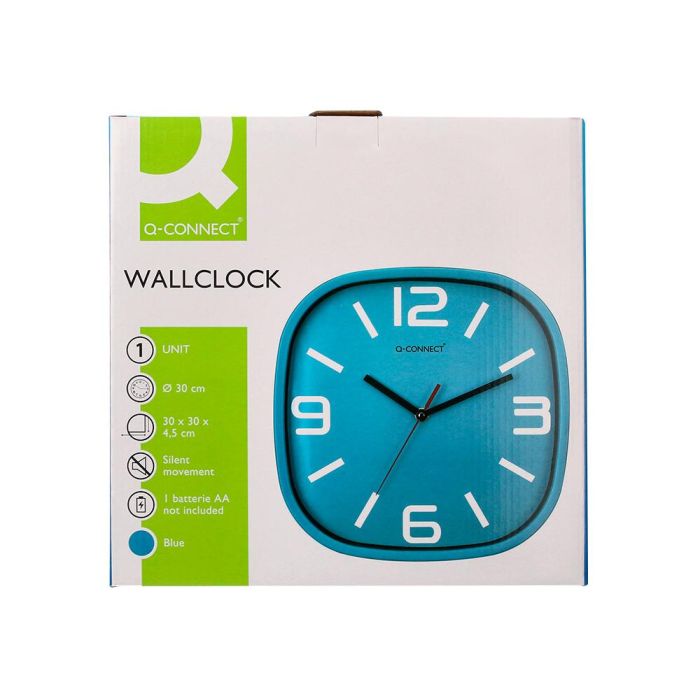 Reloj Q-Connect De Pared De Plastico Redondo 30 cm Movimiento Silencioso Color Azul 3