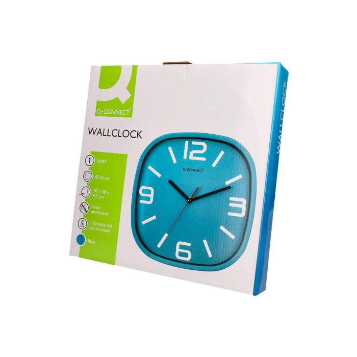 Reloj Q-Connect De Pared De Plastico Redondo 30 cm Movimiento Silencioso Color Azul 4