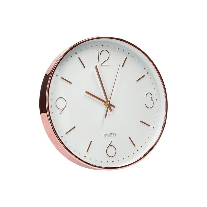 Reloj Q-Connect De Pared Metalico Redondo 30,5 cm Movimiento Silencioso Color Rosa Dorado 3