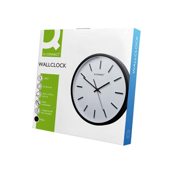 Reloj Q-Connect De Pared De Plastico Redondo 34,4 cm Movimiento Silencioso Color Negro 8