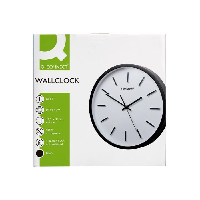 Reloj Q-Connect De Pared De Plastico Redondo 34,4 cm Movimiento Silencioso Color Negro 7