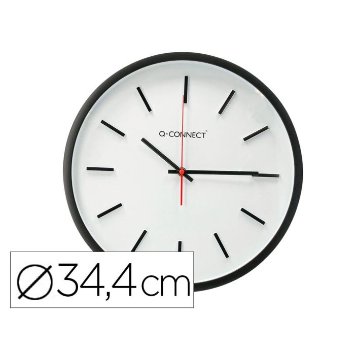 Reloj Q-Connect De Pared De Plastico Redondo 34,4 cm Movimiento Silencioso Color Negro