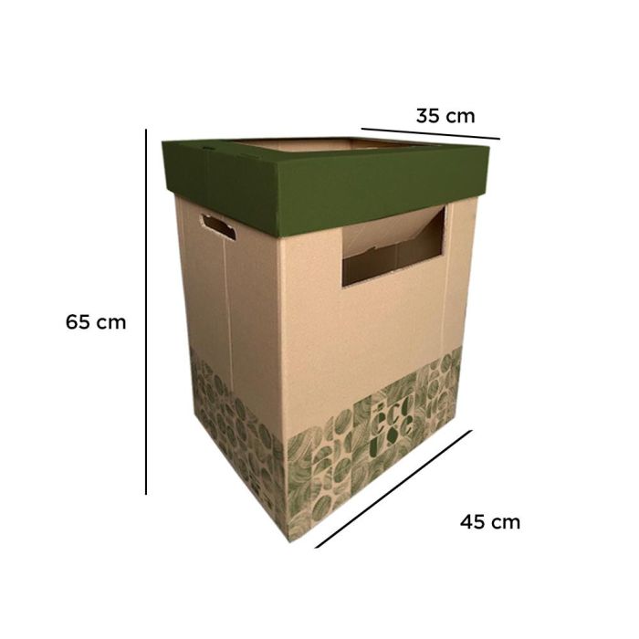 Contenedor Papelera Reciclaje Liderpapel Ecouse Carton 100% Reciclado Y Reciclable 70 Litros 450x350X650 mm 1