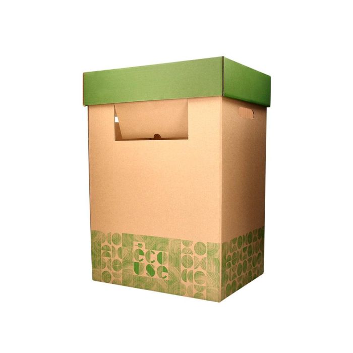 Contenedor Papelera Reciclaje Liderpapel Ecouse Carton 100% Reciclado Y Reciclable 70 Litros 450x350X650 mm 2