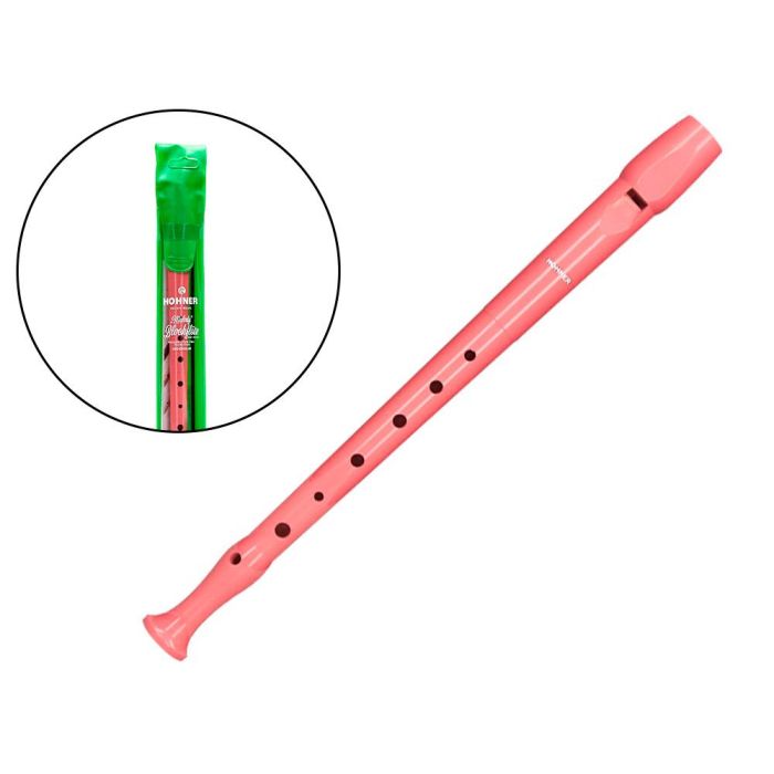Flauta Hohner 9508 Color Coral Funda Verde Y Transparente