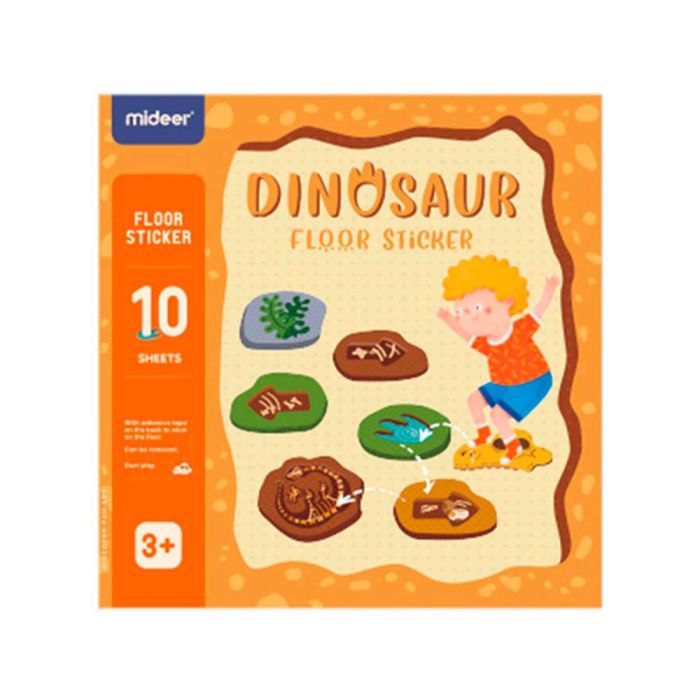 Juego Didactico Mideer Dinosaurio Con 64 Adhesivos Para Suelo Removibles