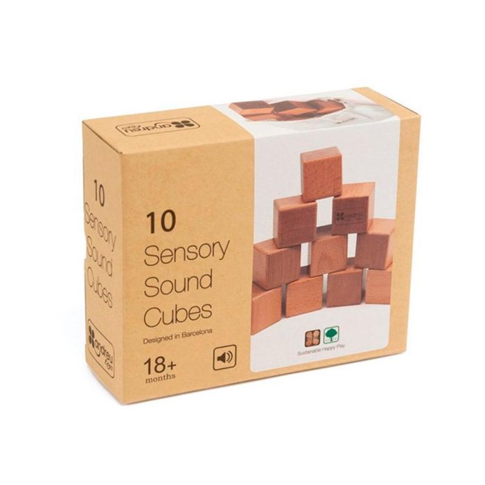 Juego Didactico Andreutoys 10 Cubos Sensoriales Con Sonido Madera