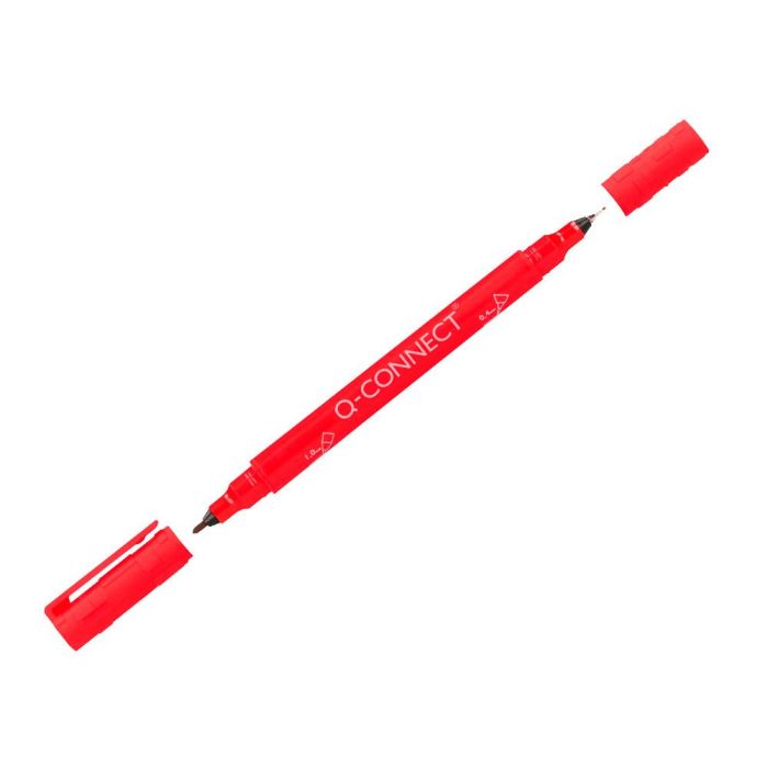 Rotulador Q-Connect Marcador Permanente Doble Punta Color Rojo 0,4 mm Y 1 mm 10 unidades 3