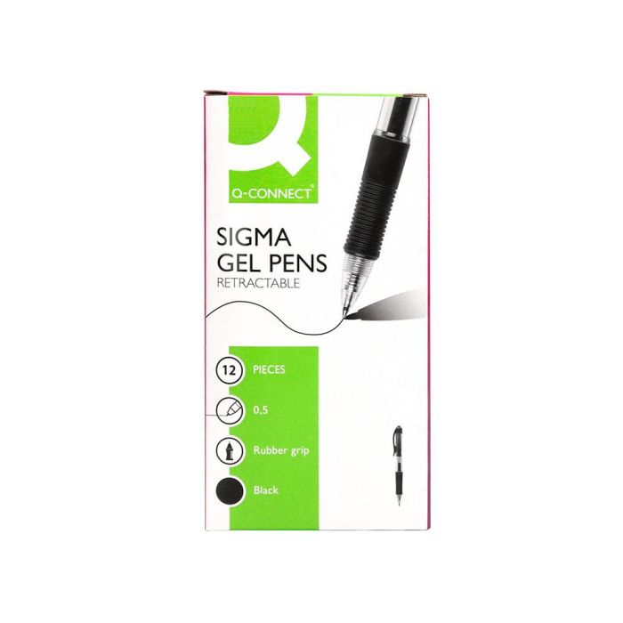 Boligrafo Q-Connect Sigma Retractil Con Sujecion De Caucho Tinta Gel 0,5 mm Color Negro 12 unidades 7