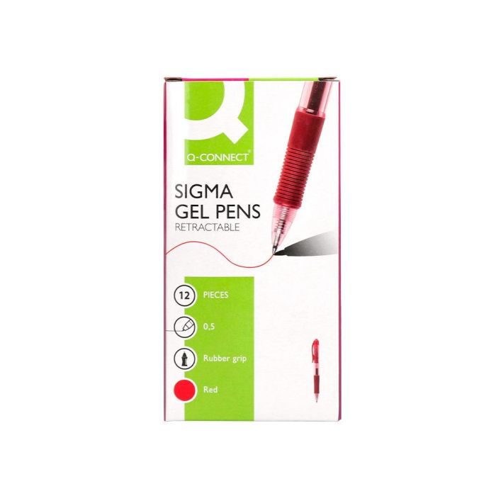 Boligrafo Q-Connect Sigma Retractil Con Sujecion De Caucho Tinta Gel 0,5 mm Color Rojo 12 unidades 3