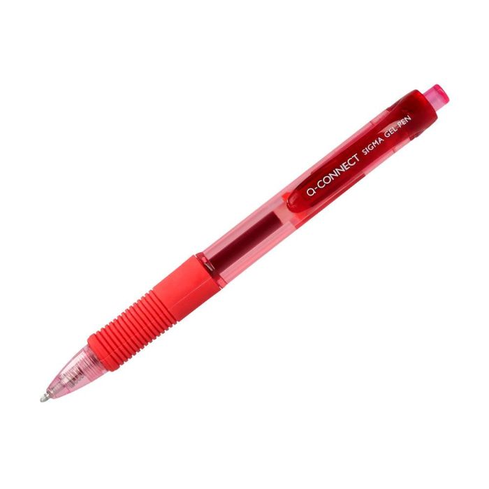 Boligrafo Q-Connect Sigma Retractil Con Sujecion De Caucho Tinta Gel 0,5 mm Color Rojo 12 unidades