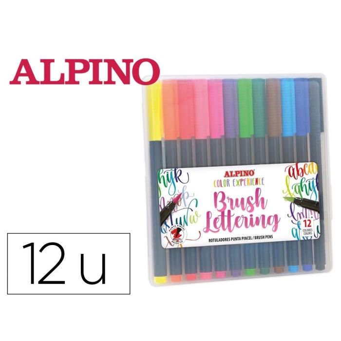 Alpino Rotuladores Brush Lettering Experience Punta Pincel Estuche De 12 C-Surtidos