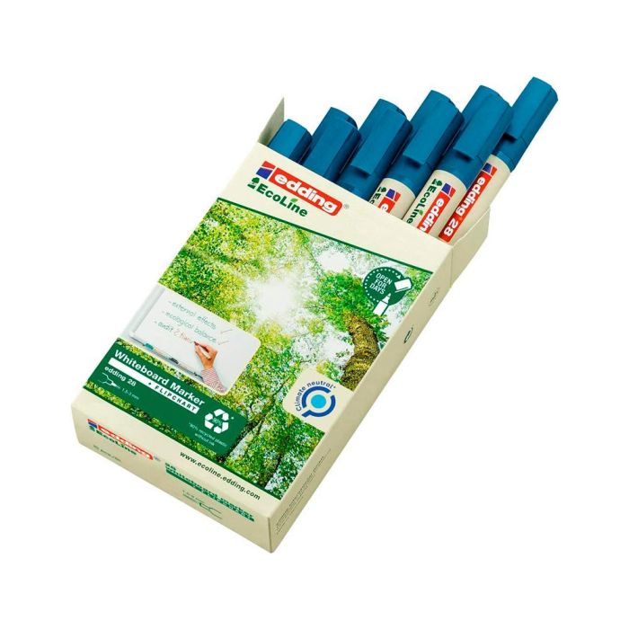 Rotulador Edding 28 Para Pizarra Blanca Ecoline 90% Reciclado Color Azul Punta Redonda 1,5-3 mm Recargable 10 unidades 3