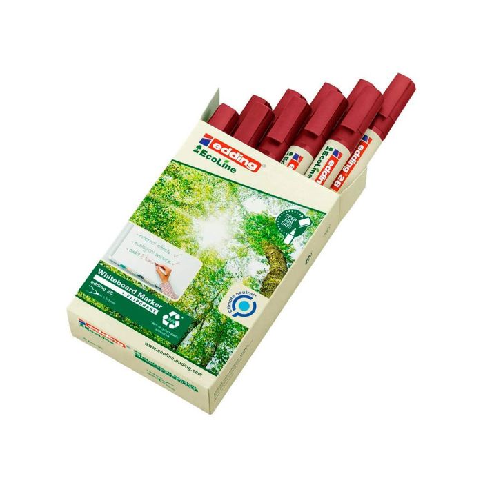 Rotulador Edding 28 Para Pizarra Blanca Ecoline 90% Reciclado Color Rojo Punta Redonda 1,5-3 mm Recargable 10 unidades 1