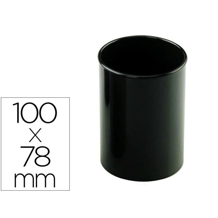 Cubilete Portalapices Faibo Negro Opaco Plastico Reciclado Diametro 78 mm Alto 100 mm Alto