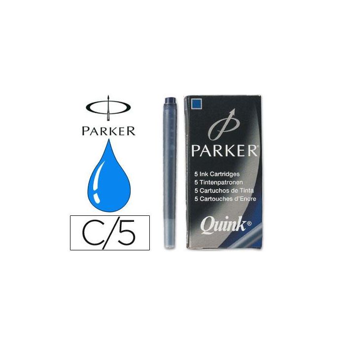 Parker Recambio Para Pluma Quink Ink Cartucho Pack 5 Ud Azul