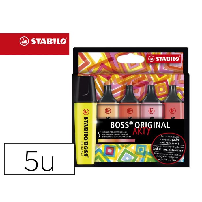 Stabilo Marcador Fluorescente Boss Original Arty C-Surtidos Cálidos Estuche 5 Ud