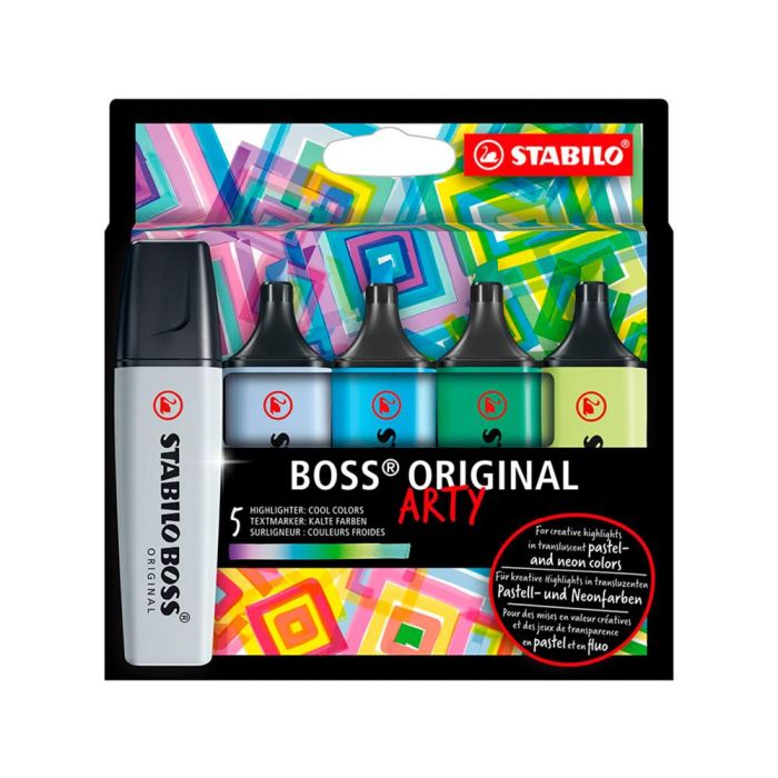 Rotulador Stabilo Boss Fluorescente 70 Arty Line Colores Frios Estuche Carton De 5 Unidades Colores 1