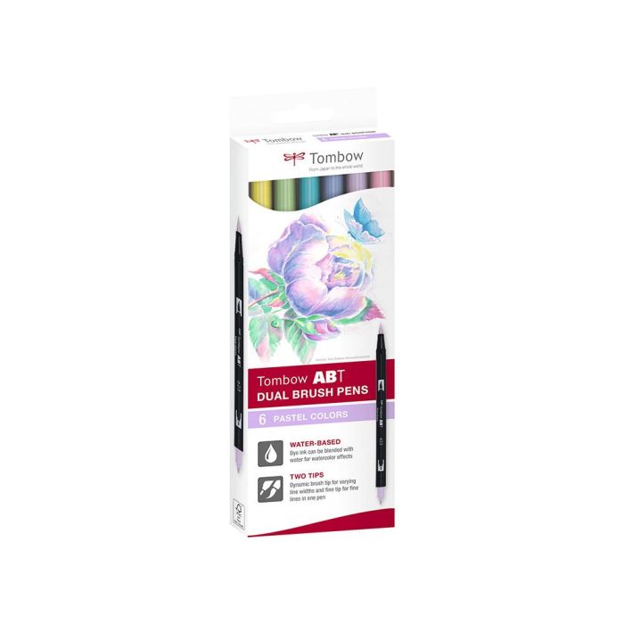 Tombow Rotuladores Abt Dual Brush Doble Punta Fina-Pincel C-Surtidos Pastel Estuche 6 Ud 1