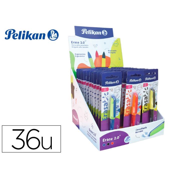 Expositor Pelikan Sobremesa Erase 2.0 Contenido 60 Rollers Colores Surtidos Y 36 Recambios Colores Surtidos