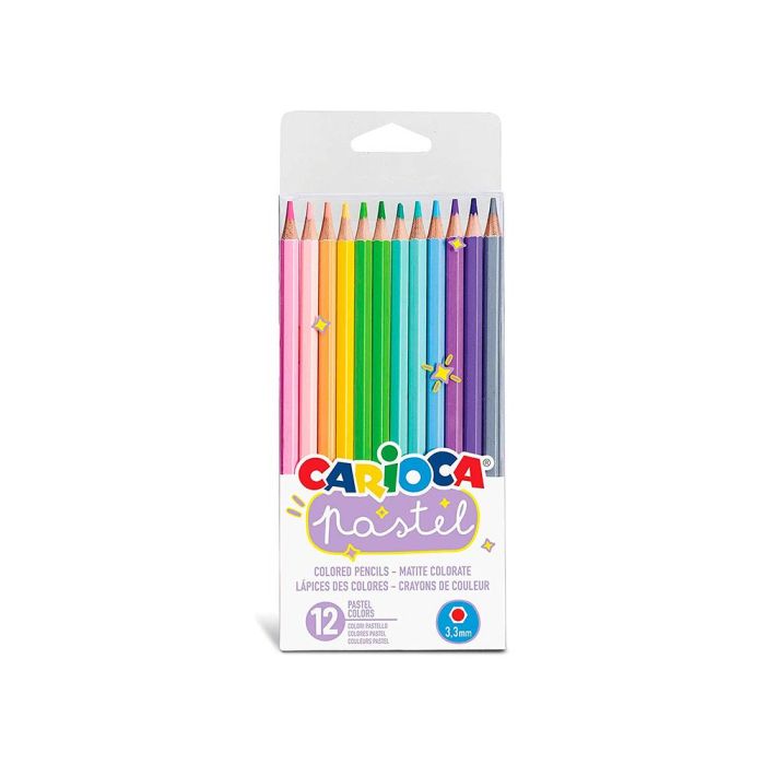 Lapices De Colores Carioca Bi Color Pastel Triangular Mina 3,3 mm Blister De 12 Unidades Colores Surtidos 1