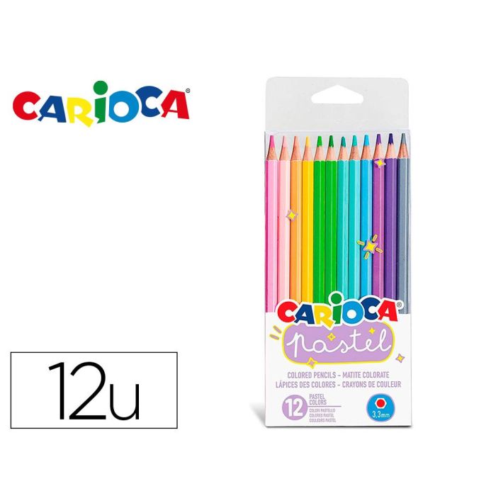 Lapices De Colores Carioca Bi Color Pastel Triangular Mina 3,3 mm Blister De 12 Unidades Colores Surtidos