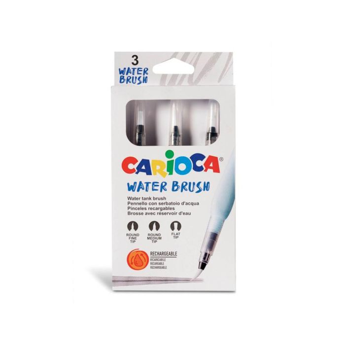 Pincel Carioca Recargable Agua Redondo Caja De 3 Unidades Puntas Surtidas 1