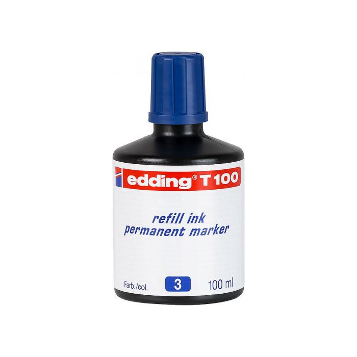 Edding frasco de tinta t100 para rotulador permanente 100 ml azul