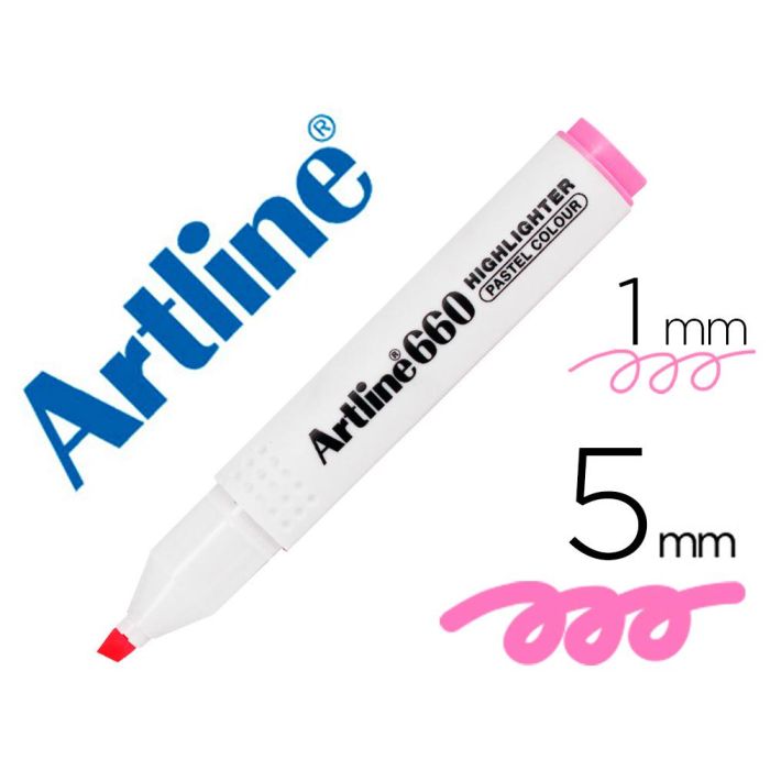 Rotulador Artline Fluorescente Ek-660 Rosa Pastel Punta Biselada 12 unidades