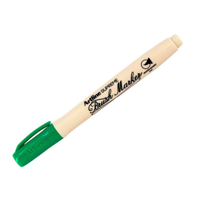 Rotulador Artline Supreme Brush Epfs Pintura Base De Agua Punta Tipo Pincel Trazo Fino Verde 12 unidades 3