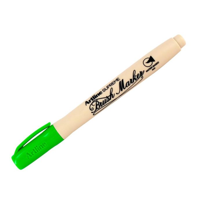 Rotulador Artline Supreme Brush Epfs Pintura Base De Agua Punta Tipo Pincel Trazo Fino Verde Claro 12 unidades 3