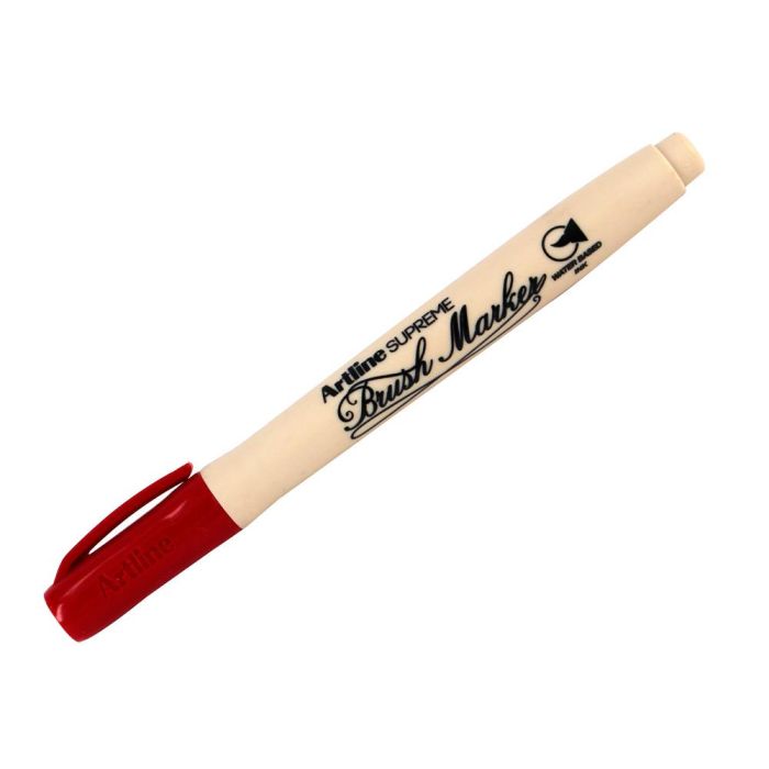 Rotulador Artline Supreme Brush Epfs Pintura Base De Agua Punta Tipo Pincel Trazo Fino Rojo Oscuro 12 unidades 3