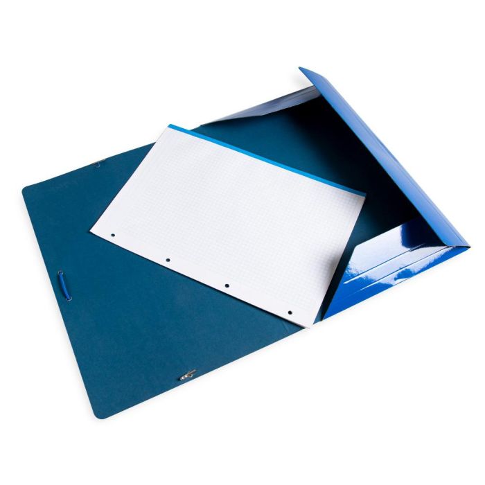 Carpeta Liderpapel Gomas Folio 3 Solapas Carton Plastificado Color Azul 8