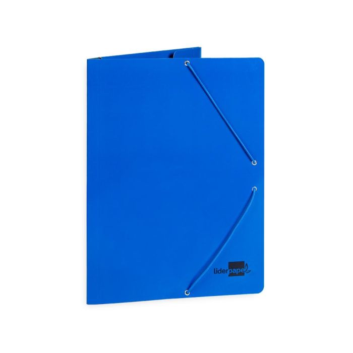 Carpeta Liderpapel Gomas Folio 3 Solapas Carton Plastificado Color Azul 2