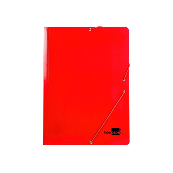 Carpeta Liderpapel Gomas Folio 3 Solapas Carton Plastificado Color Rojo 1