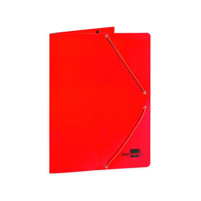 Carpeta Liderpapel Gomas Folio 3 Solapas Carton Plastificado Color Rojo 2