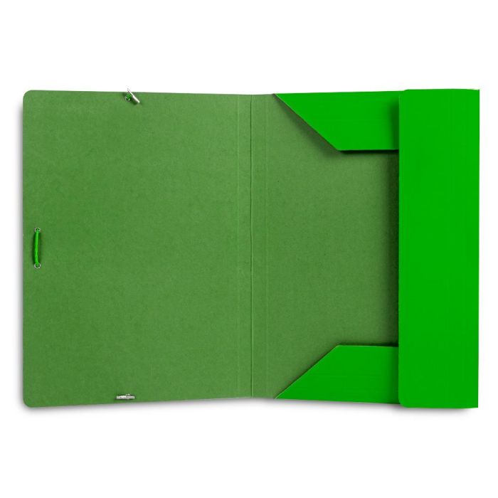 Carpeta Liderpapel Gomas Folio 3 Solapas Carton Plastificado Color Verde 2