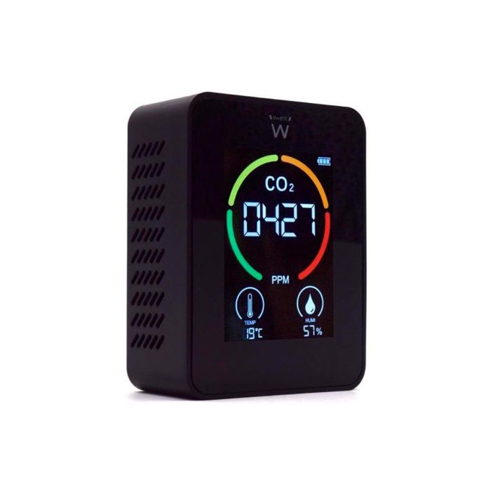 Medidor De Co2 Ewent Pantalla Led Color Detector Calidad Aire Con Indicador De Temperatura Y Humedad Usb-C