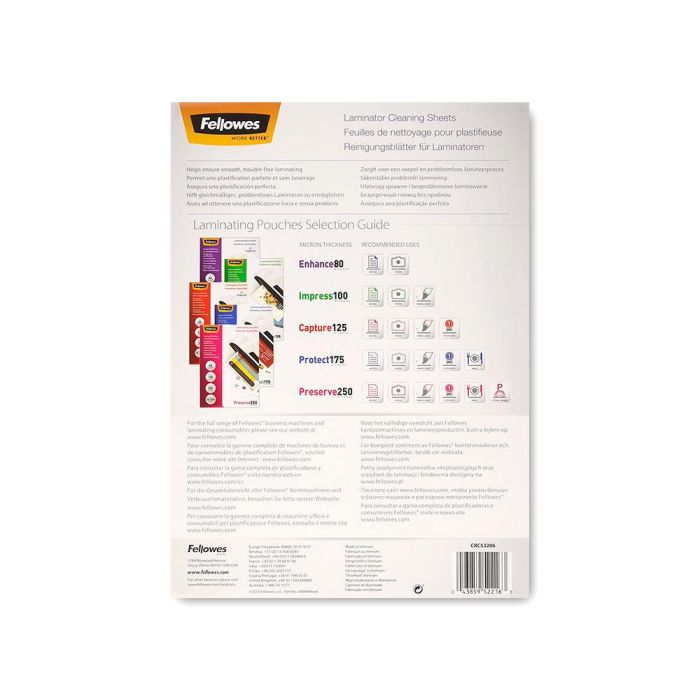 Pack 10 Hojas de Limpieza para Plastificadoras Fellowes 5320604 2