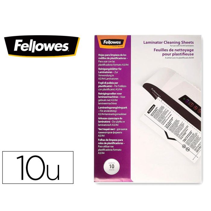 Pack 10 Hojas de Limpieza para Plastificadoras Fellowes 5320604