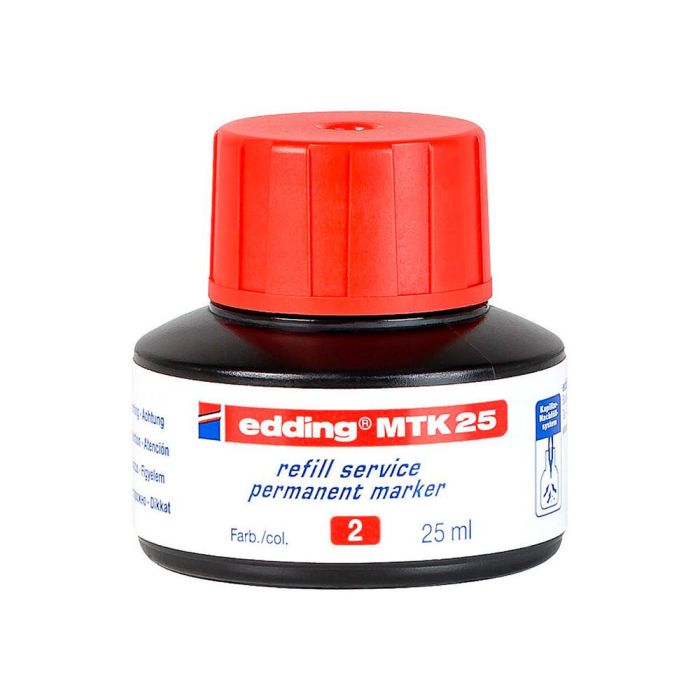 Tinta Rotulador Edding Mtk25 Con Sistema Capilar Color Rojo Frasco De 25 mL 1