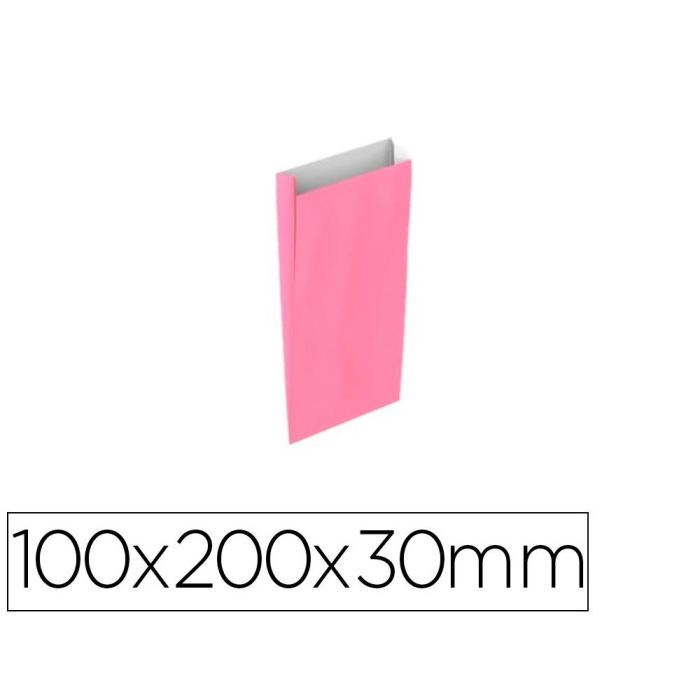 Sobre Papel Basika Celulosa Rosa Con Fuelle XXS 100x200x30 mm Paquete De 25 Unidades