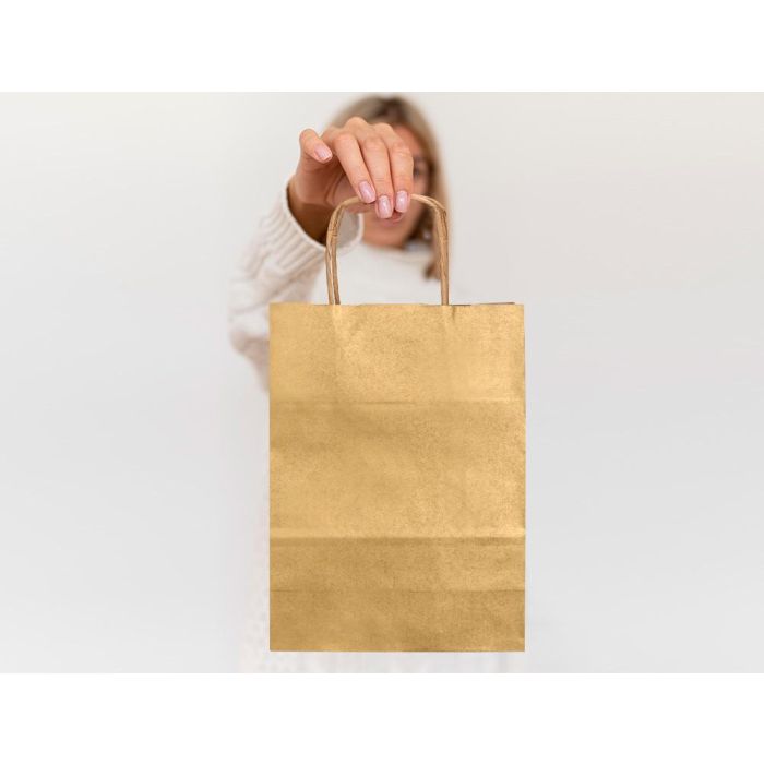 Bolsa Papel Q-Connect Kraft Oro XS Con Asa Retorcida 180x240X80 mm 25 unidades 4