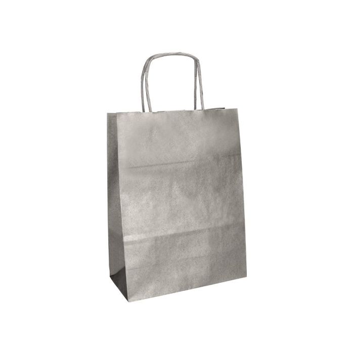 Bolsa Papel Q-Connect Kraft Plata XS Con Asa Retorcida 180x240X80 mm 25 unidades 4