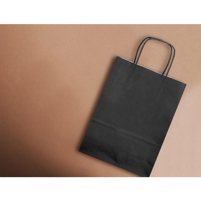 Bolsa Papel Q-Connect Celulosa Negro XS Con Asa Retorcida 180x240X80 mm 25 unidades 9