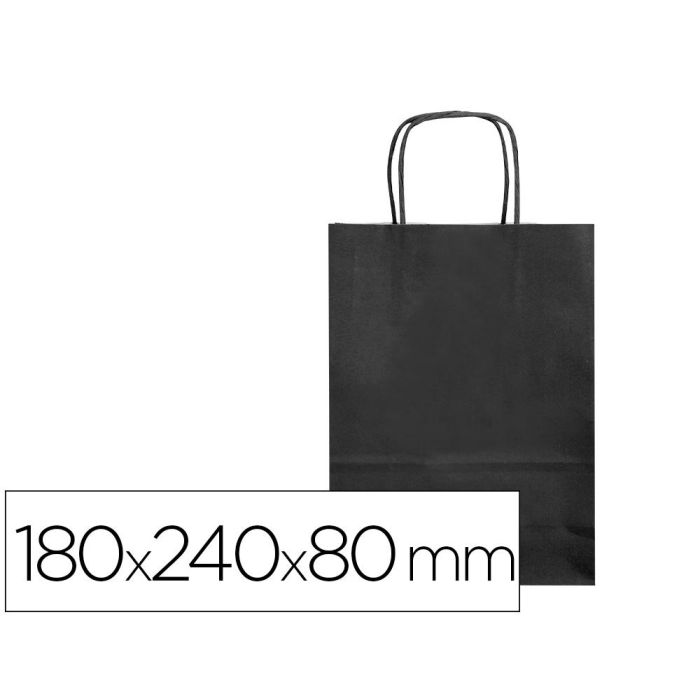 Bolsa Papel Q-Connect Celulosa Negro XS Con Asa Retorcida 180x240X80 mm 25 unidades