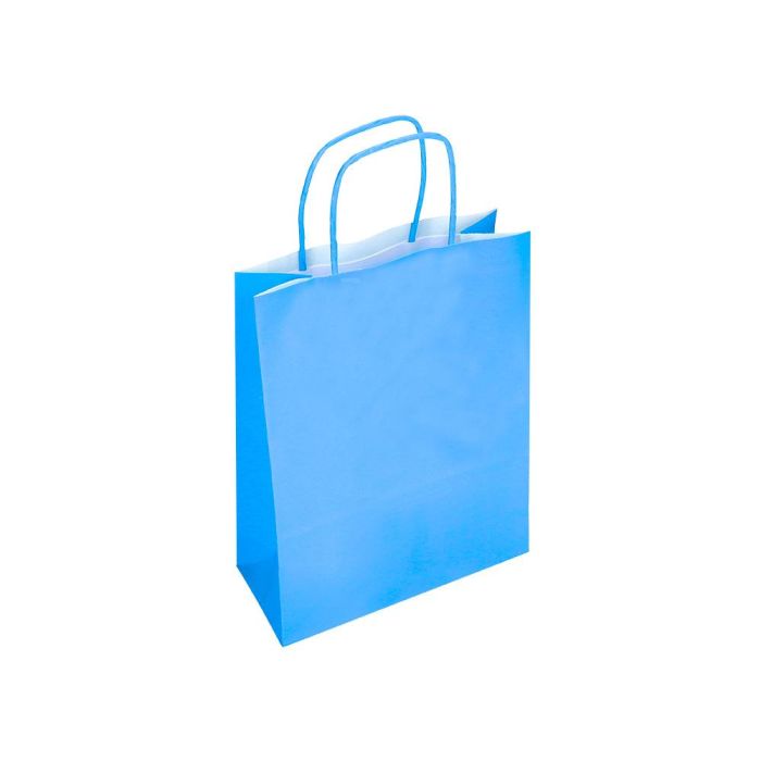 Bolsa Papel Q-Connect Celulosa Celeste XS Con Asa Retorcida 180x240X80 mm 25 unidades 4