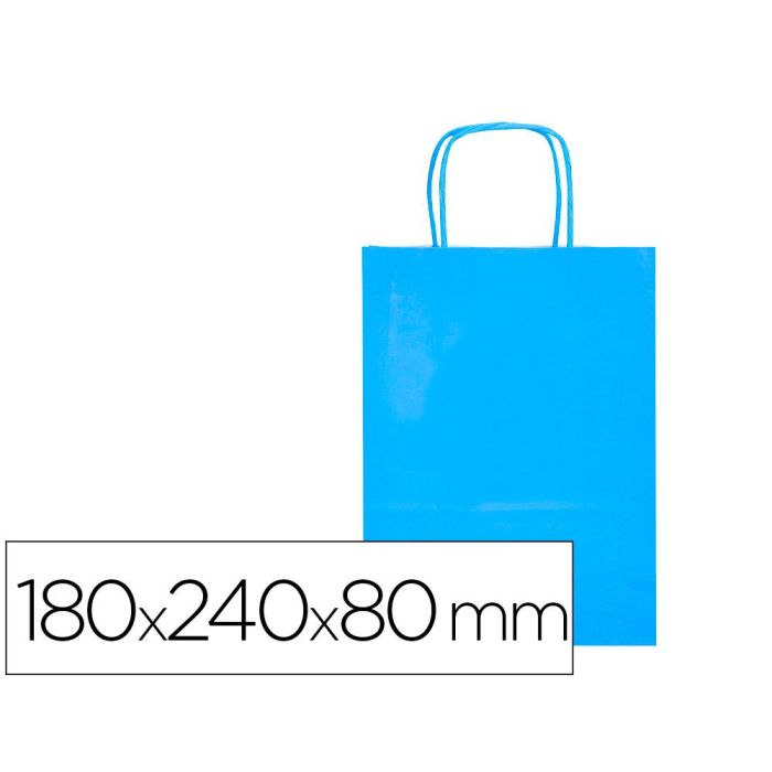 Bolsa Papel Q-Connect Celulosa Celeste XS Con Asa Retorcida 180x240x80 mm 25 unidades